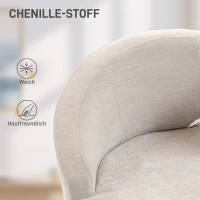 HOMCOM Loungesessel Sessel mit Chenille-Optik, Schrägere Rückenlehne, Goldenen Stahlbeinen für Wohnzimmer, Cremeweiß(m-5)