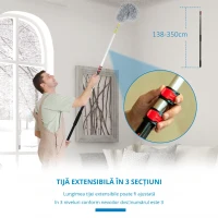 HOMCOM stergator Telescopic 3.5 m – Cap Pliabil Microfibra pentru Praful inalt(m-6)