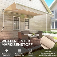 Outsunny Markise Sonnendach Sonnenschutz, wetterbeständig, 2,95 m x 2,5 m, Cremeweiß(m-4)