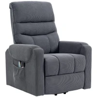 HOMCOM Sillón Levanta Personas con 8 Punto de Masaje Reposapiés Mando a Distancia y Bolsillo Lateral 83x92x110 cm Gris(m-11)
