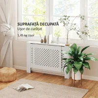 HOMCOM Mască pentru Calorifer cu Grilaj Încrucișat și Lungime Reglabilă, 136-200 x 21,5 x 91,7 cm, Alb(m-9)