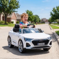AIYAPLAY Audi Q8 etron Sportback Licensed Ride on Car with Remote Control, Four-Wheel Suspension, Soft Start for Ages 3-4, White(m-14)