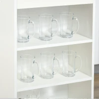 HOMCOM Table de bar pour 2 personnes, table haute mange debout avec 4 étagères ouvertes, 115x50x102,7cm, blanc et gris(m-9)