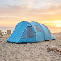 Outsunny Campingzelt Trekkingzelt Zelt, wetterbeständig, 2 Räume,  475 x 264  cm Breite x 172, Blau(m-9)