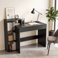 HOMCOM Bureau avec rangement, bureau d'ordinateur avec 3 étagères de rangement et tiroir, 100 x 40 x 90 cm, noir(m-11)
