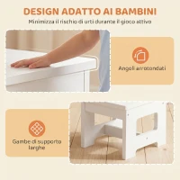 AIYAPLAY Set Tavolo e Sedia per Bambini 3-6 Anni in Legno con Piano Reversibile, Angoli Arrotondati, Bianco(m-6)