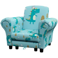AIYAPLAY 2 Piece Kids Sofa Set with Dinosaur Design, Wooden Frame, for 1.5-3 Years Old, Blue(m-11)