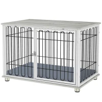 PawHut Cage pour chien caisse pour chien avec coussin pieds réglables pour chiens moyens jusqu'à 20 kg 90 x 58 x 62,5 cm gris(m-12)