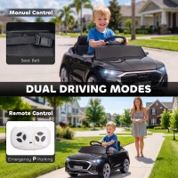 AIYAPLAY Audi Q8 etron Sportback Licensed Ride on Car with Remote Control, Four-Wheel Suspension, Soft Start for Ages 3-4, Black(m-5)