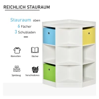HOMCOM Opbergrek voor Kinderen, 3 Vliesladen, MDF, Kipveilig, Wit(m-5)