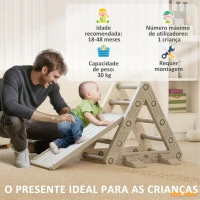 AIYAPLAY Triângulo de Escalada para Crianças de 18-48 Meses com Escorrega e Rampa 130x80x69 cm Cinza e Branco(m-6)