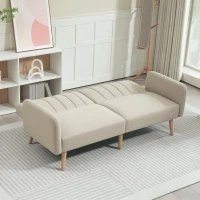 HOMCOM Sofá Cama de 2 Plazas Tapizado en Lino Sintético con Respaldo Ajustable y Reposabrazos Desmontables 173x75x73 cm Beige(m-7)