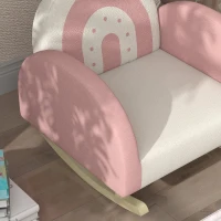 AIYAPLAY Kindersessel Schaukelstuhl, Kronen-Dekoration, Regenbogenmuster, Samt, Holz, 50x47x49 cm, Rosa(m-8)