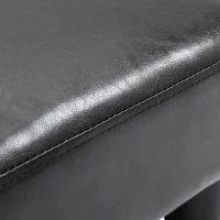 HOMCOM Reposapiés para Sofá Taburete Pequeño Tapizado en Piel Sintética Asiento de Espuma y Patas de Plástico 40x30x24 cm Negro(m-9)