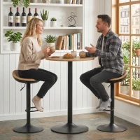 HOMCOM Lot de 2 tabourets de bar, chaises de bar réglables en hauteur avec repose-pieds, pivotant 360°, base en acier, chêne(m-9)