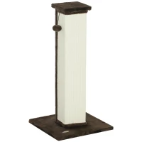 PawHut Krabpaal kattenboom, incl. speelbal, pluche, sisal, 41 x 41 x 81 cm, crème + bruin(m-1)