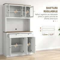 HOMCOM bufetieră înaltă de bucătărie cu 4 dulapuri, 2 sertare și blat central, 100x40x180 cm, alb(m-6)