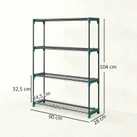 Outsunny Lot de 2 Étagères à Plantes 4 Niveaux Intérieur Extérieur, Supports pour Plantes en Métal, 90 x 28 x 104 cm, Vert(m-3)