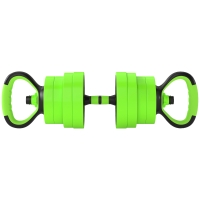 SPORTNOW 30kg 6-in-1 Adjustable Weight Dumbbells Set, Barbell, Kettlebell, Push Up Stand - Green