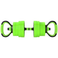 SPORTNOW 30kg 6-In-One Adjustable Weight Dumbbells Set, Barbell, Kettlebell, Push Up Stand - Green(m-1)