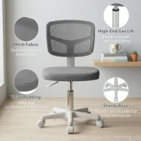 Vinsetto Small Office Chair without Arms, Ergonomic Swivel Mesh Desk Chair with Curved Back, Dark Grey(m-7)