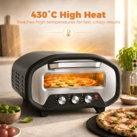HOMCOM Electric Pizza Oven, Pizza Maker with 3 Knob Control and Ceramic Stone, Viewing Window, 2200W(m-4)