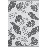 Outsunny Outdoor Wendeteppich, wasserfest, Blattmuster, 182x274cm, Grau/Weiß(m-10)