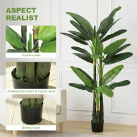 HOMCOM Arbore de Bananier Artificial, Plantă Artificială cu 18 Frunze, 180 cm, Verde(m-4)