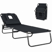 HOMCOM Transat Jardin Pliant Noir