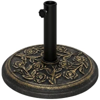 Outsunny 9kg Garden Parasol Base, Round Resin Cast Iron Effect Sun Umbrella Base, Outdoor Umbrella Stand for 38mm or 48mm Outdoor Umbrella Poles, Bronze Tone(m-1)