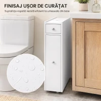 HOMCOM Dulap Baie Slim cu 2 Sertare și Compartiment Deschis, 16x48x58 cm, Alb(m-7)