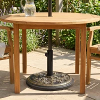 Outsunny 9kg Garden Parasol Base, Round Resin Cast Iron Effect Sun Umbrella Base, Outdoor Umbrella Stand for 38mm or 48mm Outdoor Umbrella Poles, Bronze Tone(m-8)