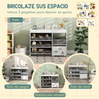 AIYAPLAY Organizador Infantil con 11 Cestas Extraíbles Compartimentos y Láminas de Pegatinas 105x30x80 cm Blanco(m-6)