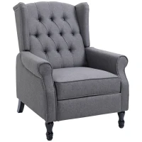HOMCOM Recliner Armchair, Vintage Reclining Chair with Nail Head Trim, Wingback Chair with Button Tufted Back and Footrest, for Living Room, Light Grey(m-1)