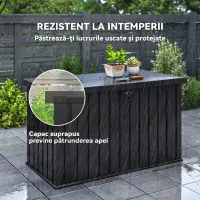 Outsunny Ladă de Depozitare Exterior 400L din Oțel Zincat, cu Încuietoare și 2 Chei, 124 x 66 x 72 cm, Negru(m-6)