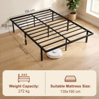 HOMCOM 4ft6 Double Bed Frame with Underbed Storage, Metal Platform Bed Frame with Steel Slat Support, No Box Spring Needed(m-3)