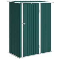 Outsunny Capanno Porta Attrezzi in Metallo con Tetto Inclinato e Porta Bloccabile, 142x86x189 cm, Verde(m-1)