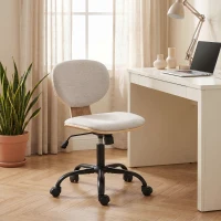 HOMCOM Home Office Desk Chair Rocking Function Ergonomic Swivel Chair with PU Wheels, Light Grey(m-14)