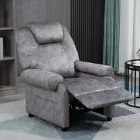 HOMCOM Poltrona Relax Reclinável com Apoio para os Pés Retrátil Encosto Alto Bolso Lateral Acolchoado Grosso 88x91x108 cm Cinzento(m-7)