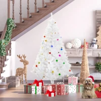HOMCOM Albero di Natale Bianco 180cm con Addobbi e 930 Rami, Albero di Natale Innevato Artificiale in PVC(m-10)
