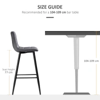 HOMCOM Set of 2 Bar Stools with Footrest in Retro Design 42 cm x 47 cm x 105 cm Gray(m-9)