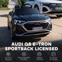 AIYAPLAY Audi Q8 etron Sportback Licensed Ride on Car with Remote Control, Four-Wheel Suspension, Soft Start for Ages 3-4, Black(m-4)