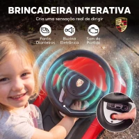 AIYAPLAY Carro sem Pedais para Crianças 18-36 Meses com Licença Porsche, 2 Faróis, Buzina e Som de Arranque, 63x28,5x38 cm, Vermelho(m-5)