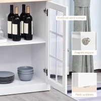 HOMCOM Buffet cuisine, meuble cuisine rangement haut, meuble de rangement avec plan de travail, 3 portes vitrées, 2(m-5)