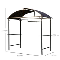 Outsunny Metal Smoking Gazebo Marquee Garden Patio BBQ Tent Grill Canopy Awning Shelter - Coffee(m-3)