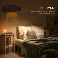 HOMCOM Keramische wandheater 2000W met afstandsbediening, led-display en 12 u timer voor badkamer(m-4)