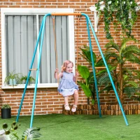 Outsunny Altalena per Bambini 3-8 Anni da Giardino in Acciaio e PE con Seggiolino e Picchetti, 163x145x181 cm(m-2)