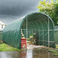 Outsunny Lona Impermeable Exterior 6x8 m Toldo PE 90 g/m² Protección UV con Ojales Reforzados para Leña Muebles de Jardín Verde(m-2)