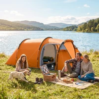Outsunny Tunnelzelt für 2 Personen, Campingzelt mit Vorraum Lampenhaken 2000mm Wassersäule Orange(m-8)