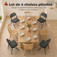HOMCOM Lot de 4 chaises pliantes chaises de salle à manger portables cadre en acier 45 x 46 x 78 cm noir(m-4)
